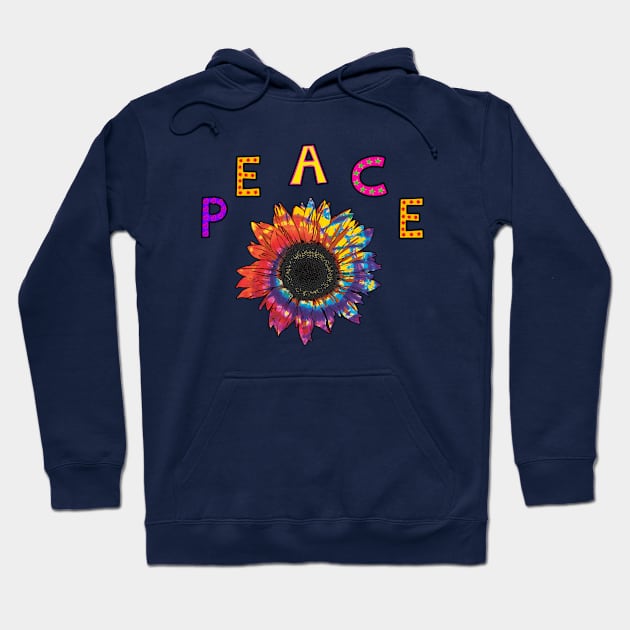 Peace with Multicolored Sunflower Hoodie by JodyzDesigns